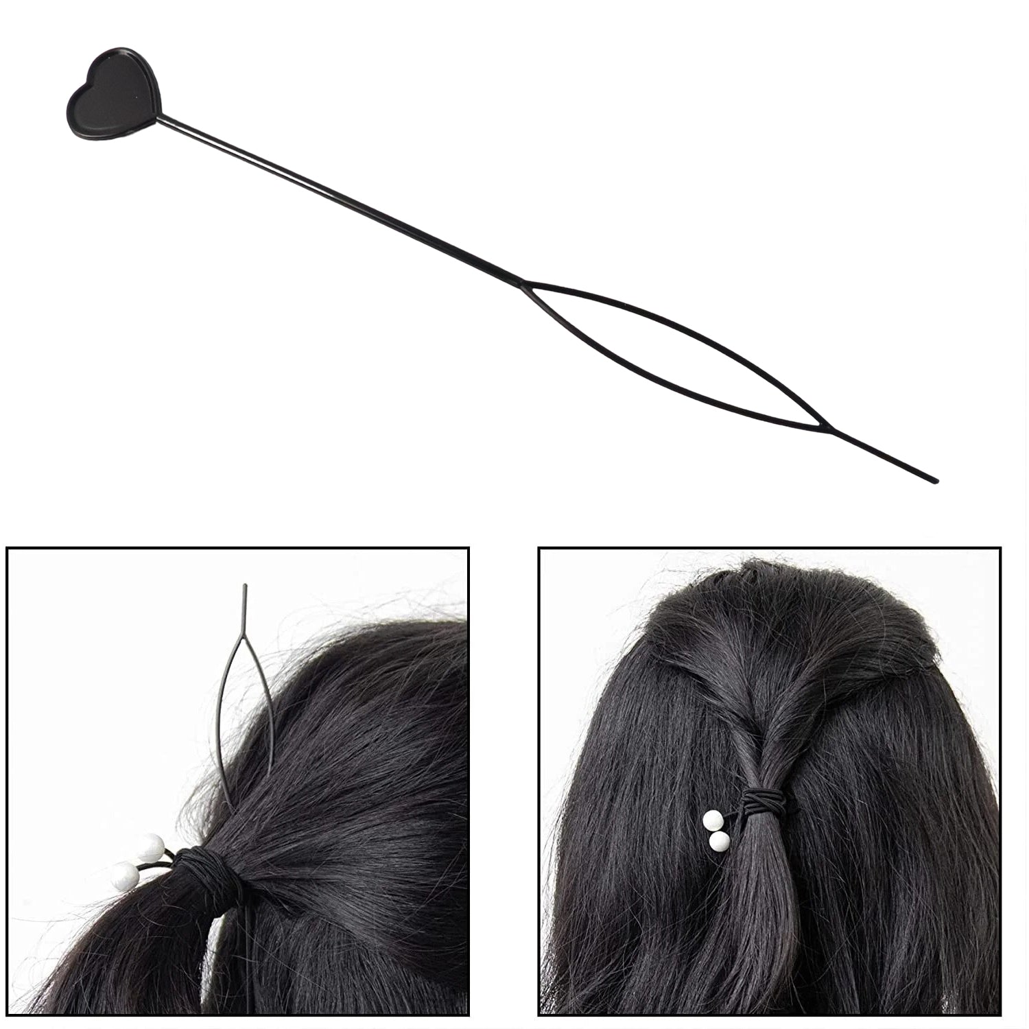 Set of two heart-shaped hairpins by Wukusy, stylish accessories for hair styling and decoration.