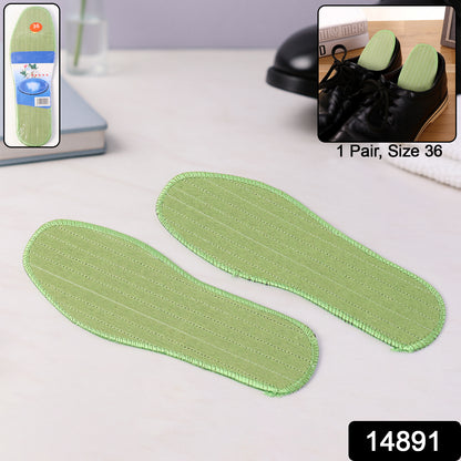 Pair of Wukusy premium comfort shoe insoles for daily foot support, size 36, with a mix of colorful design patterns.