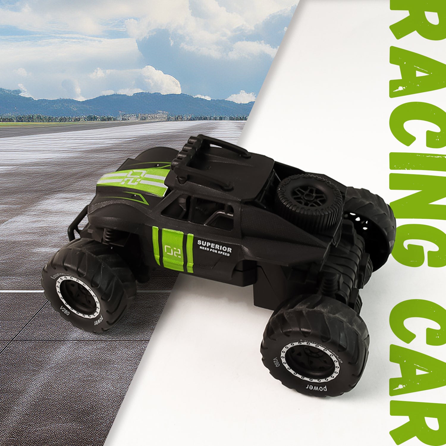 Wukusy Electroplay remote control monster truck toy set with colorful truck and controller on a white background.