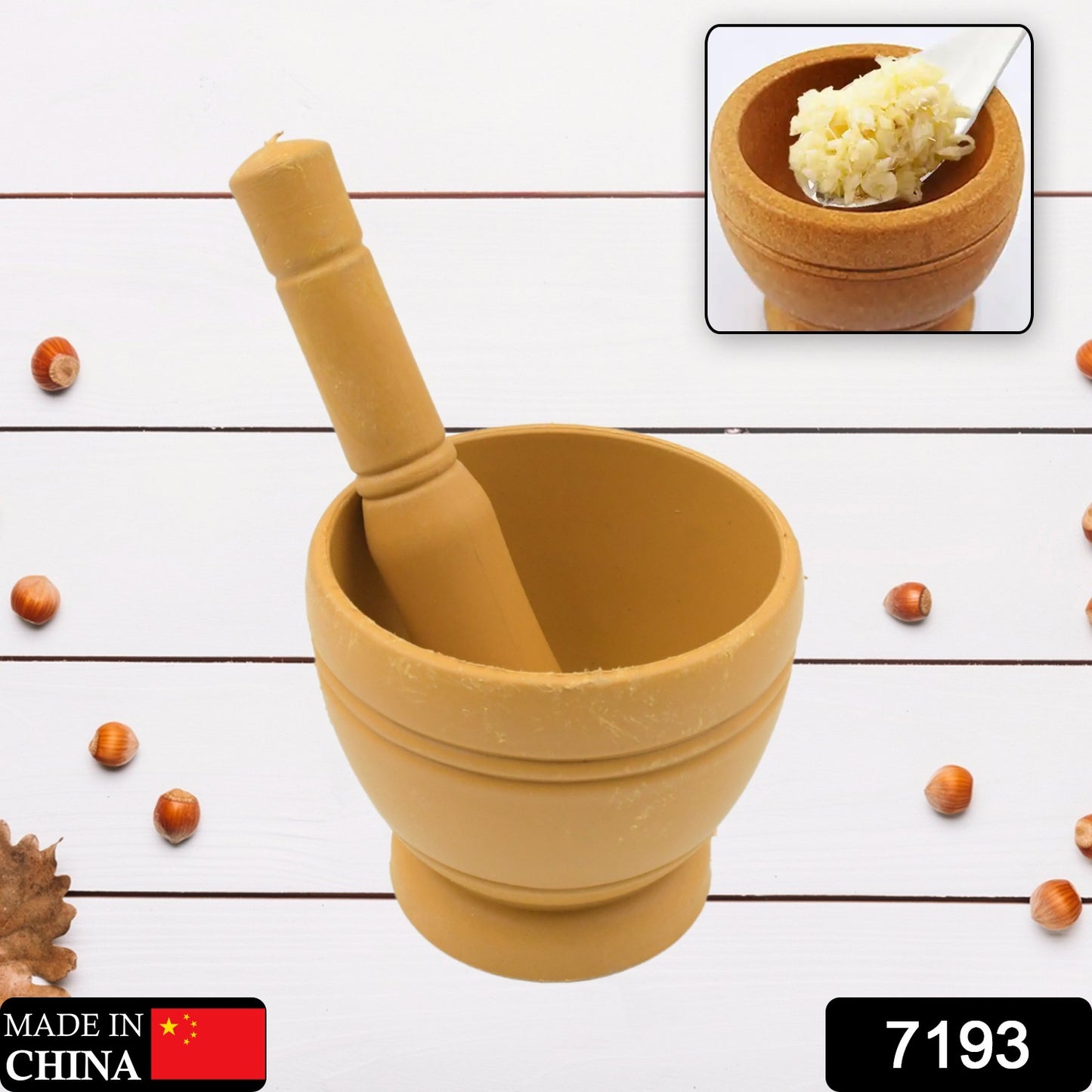 Wukusy mortar and pestle set for spices, traditional kitchen tool with natural stone design for grinding herbs and spices.