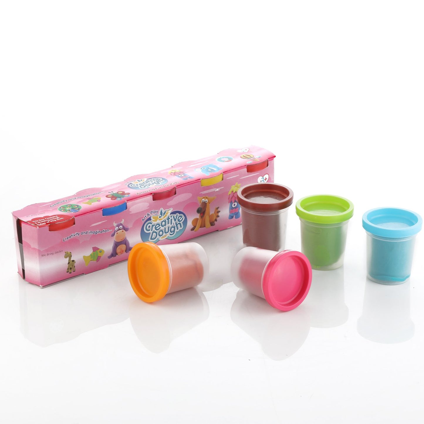 Wukusy 1916 Non-toxic Creative Dough Clay set with 5 colorful packs, ideal for kids' arts and crafts activities.