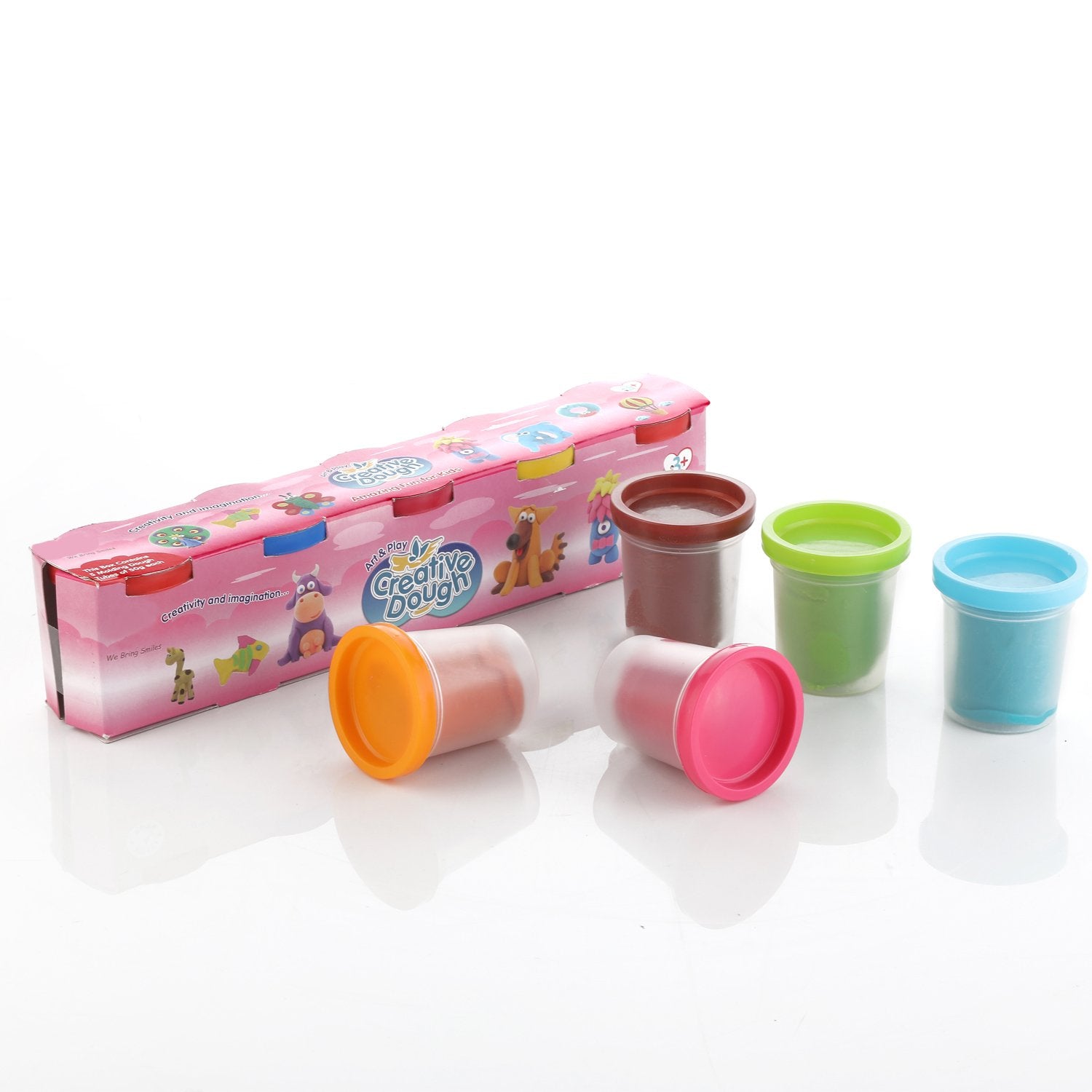 Wukusy 1916 Non-toxic Creative Dough Clay set with 5 colorful packs, ideal for kids' arts and crafts activities.
