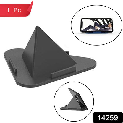 Wukusy Pyramid Black mobile stand with three inclined angles, designed for hands-free support of smartphones and mobile devices.