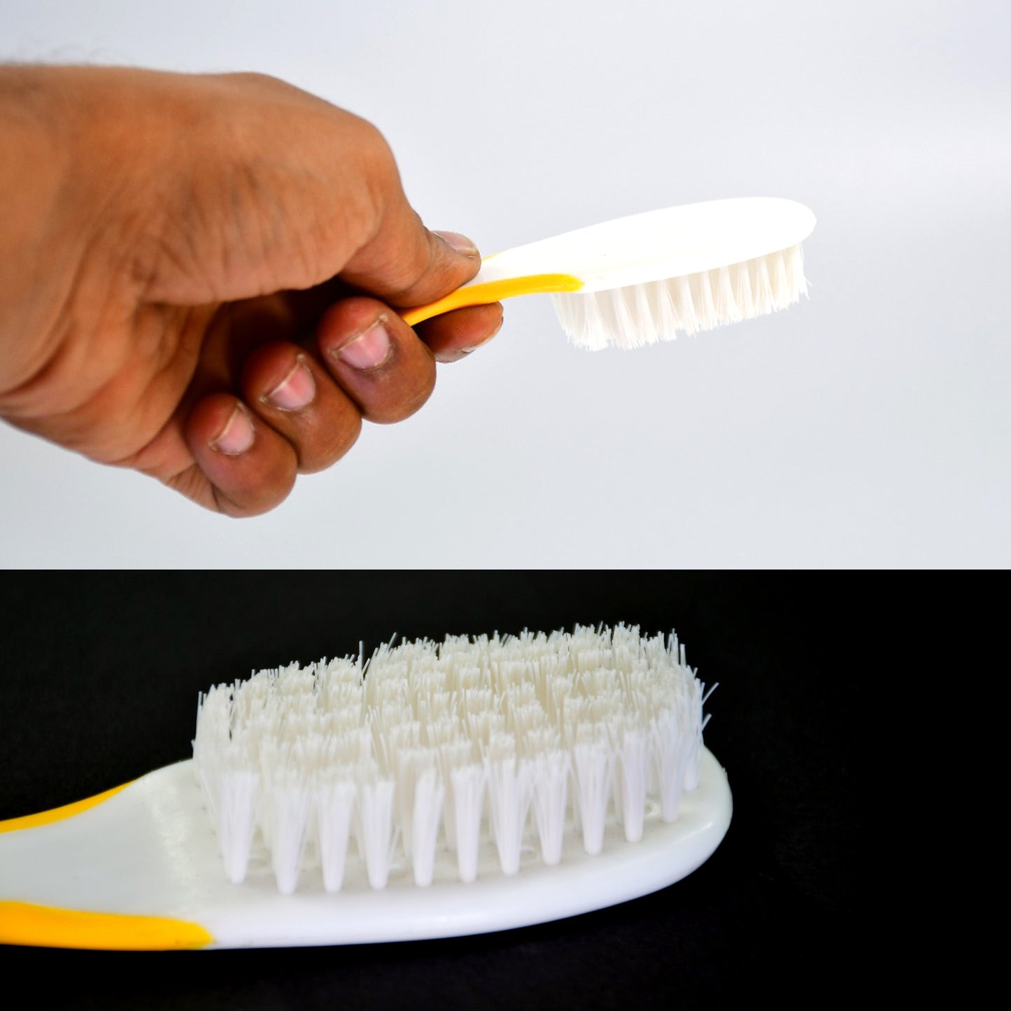 Wukusy 6313 handle grip nail brush with scrubber for fingernails and toenails, pedicure cleaning tool for men and women.