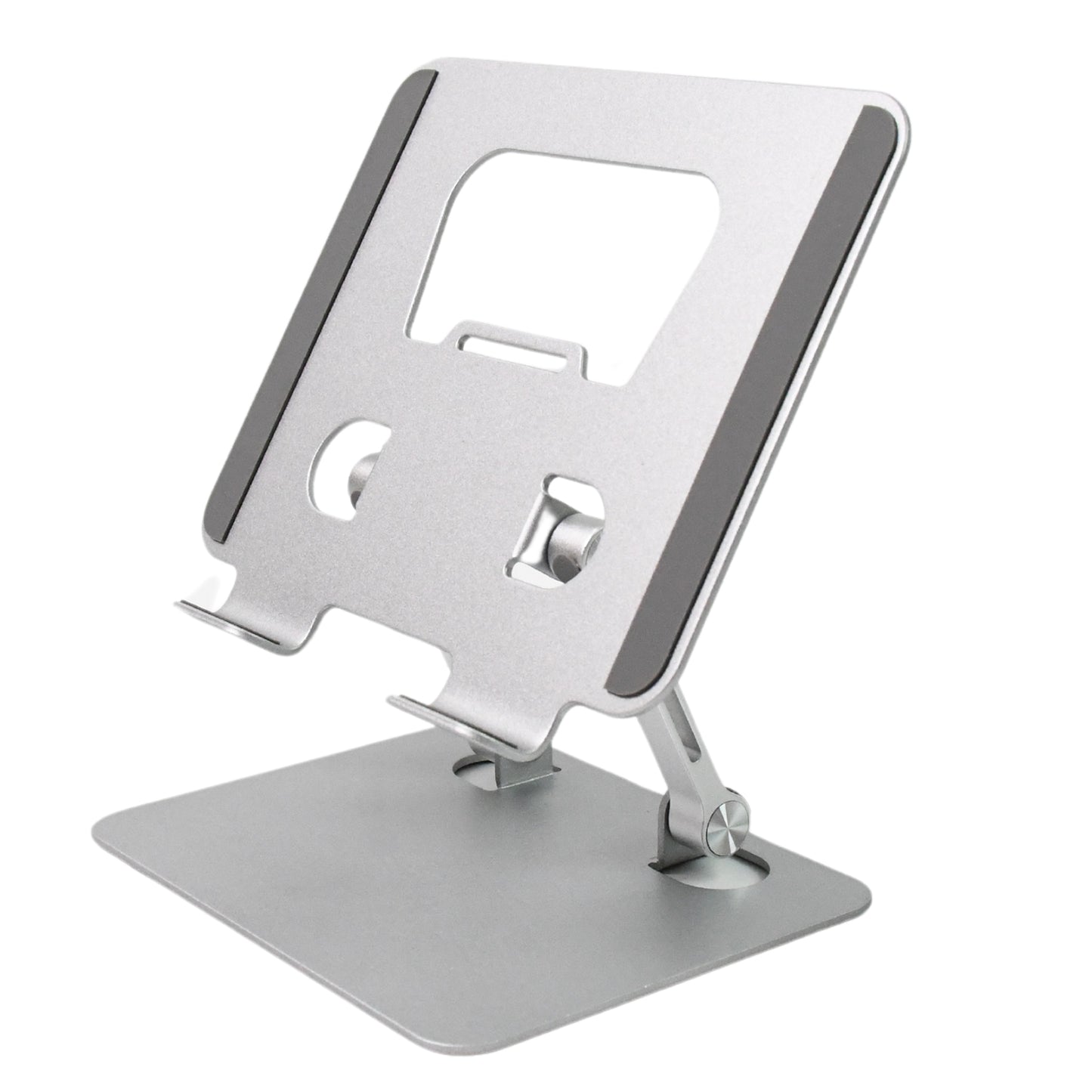 Wukusy metal alloy adjustable tablet stand on a desk, foldable ergonomic holder suitable for tablets and smartphones