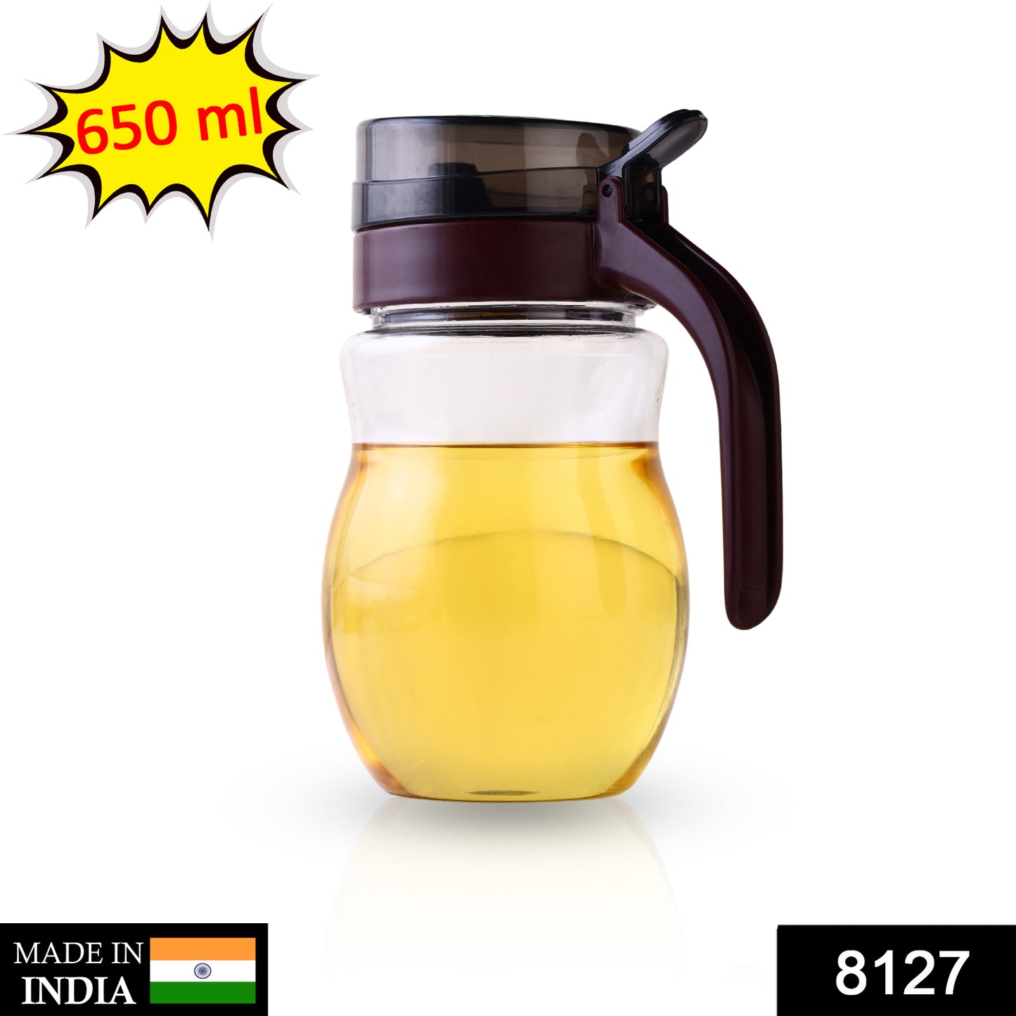 Wukusy 8127 stainless steel oil dispenser with small nozzle, 650ml capacity, featuring a sleek design for kitchen use