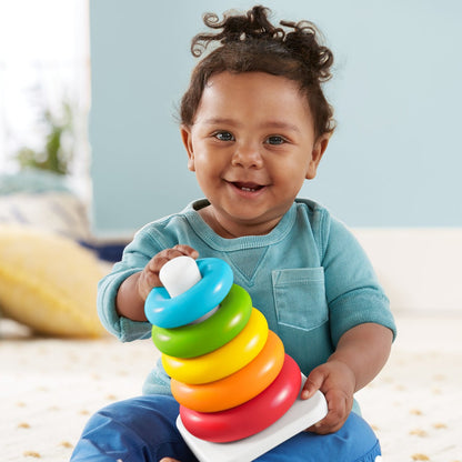 Wukusy 8016 plastic baby stacking rings toy with seven colorful jumbo rings for kids' educational play and development