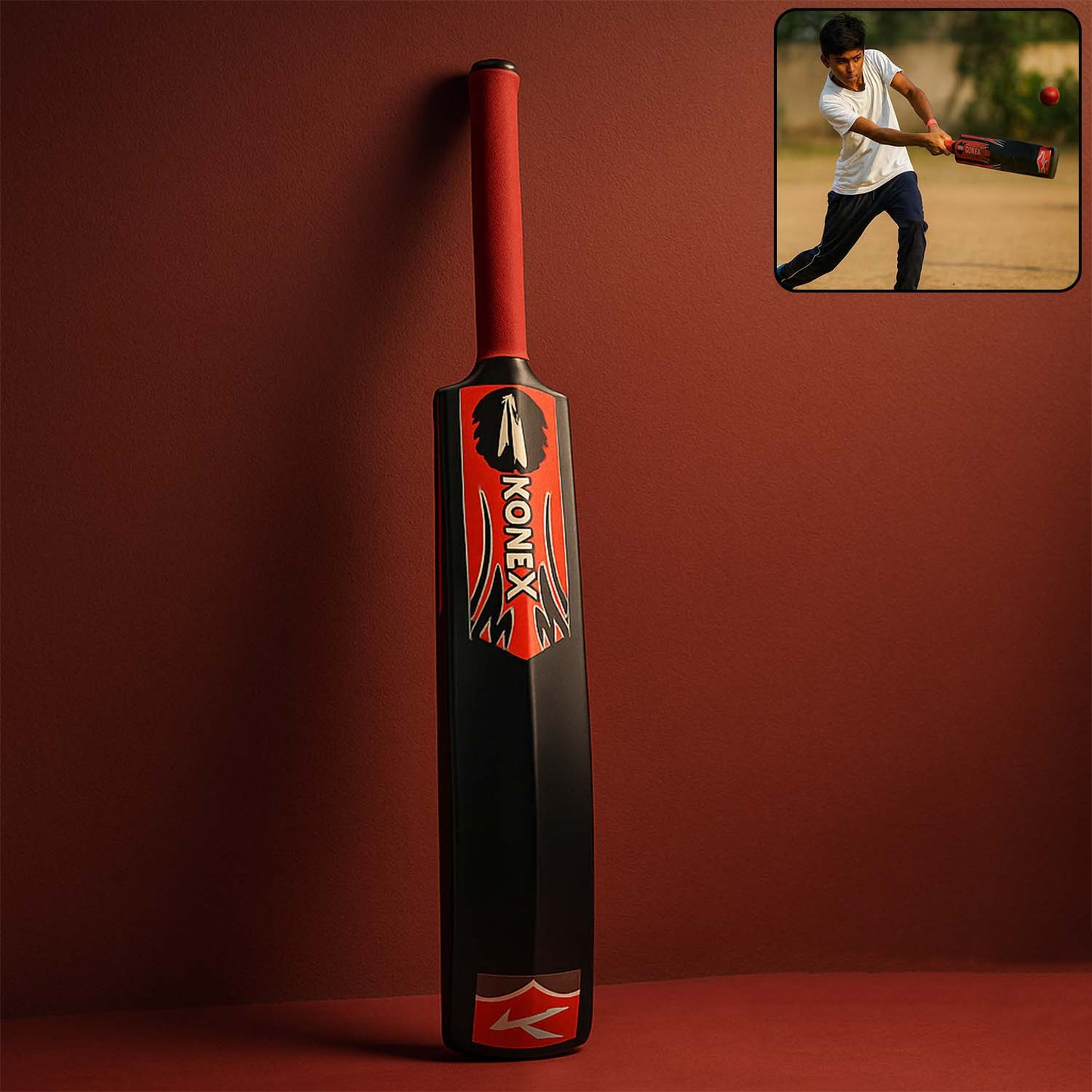 Wukusy lightweight durable plastic cricket bat measuring 87 x 11 cm, suitable for casual play and practice.