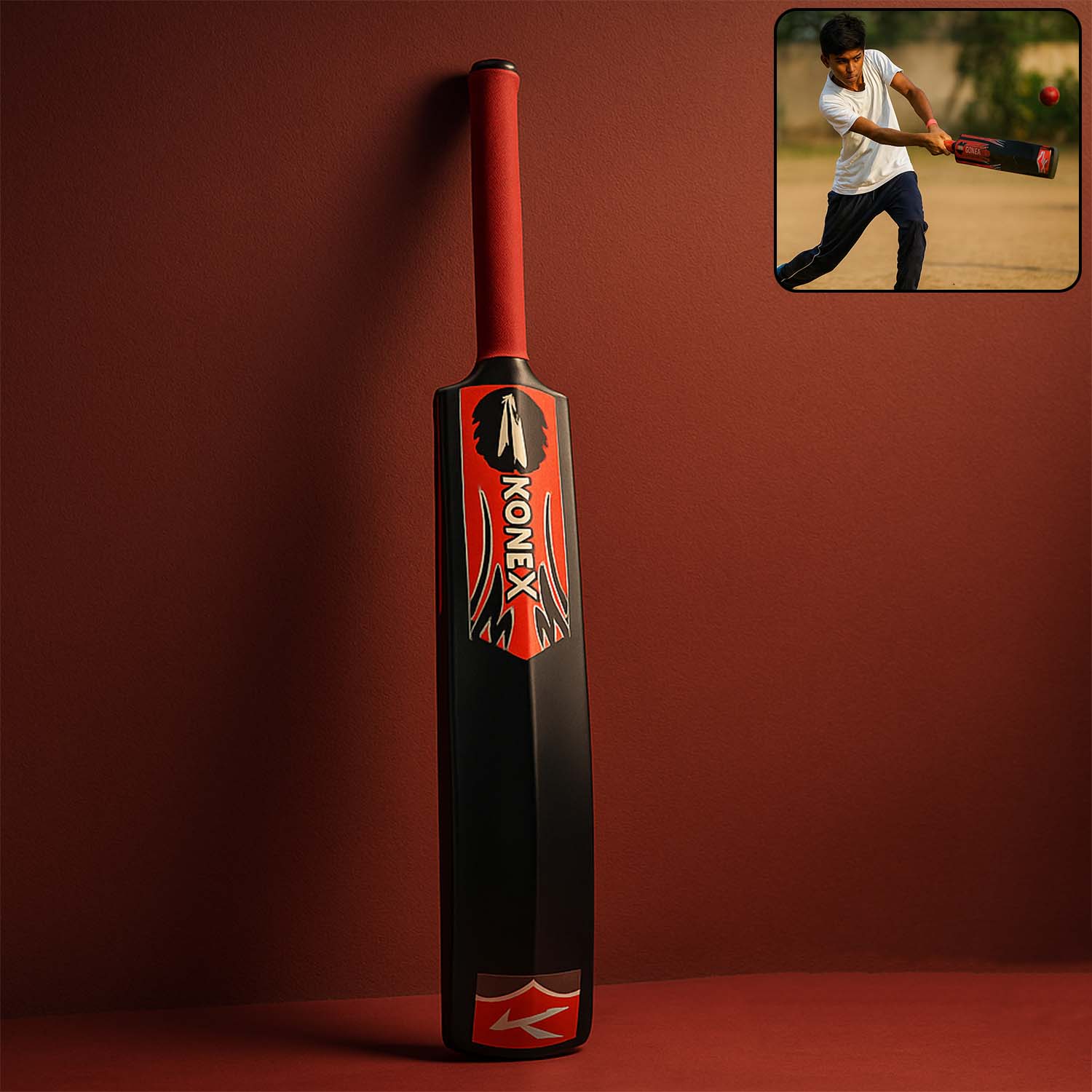 Wukusy lightweight durable plastic cricket bat measuring 87 x 11 cm, suitable for casual play and practice.