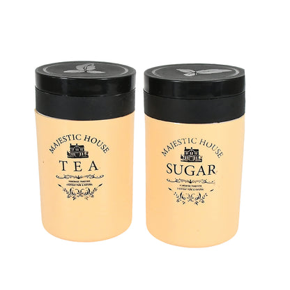 Wukusy Damru-shaped plastic tea, coffee, sugar canisters with airtight seals, 2-section jar for dry food storage in home kitchen