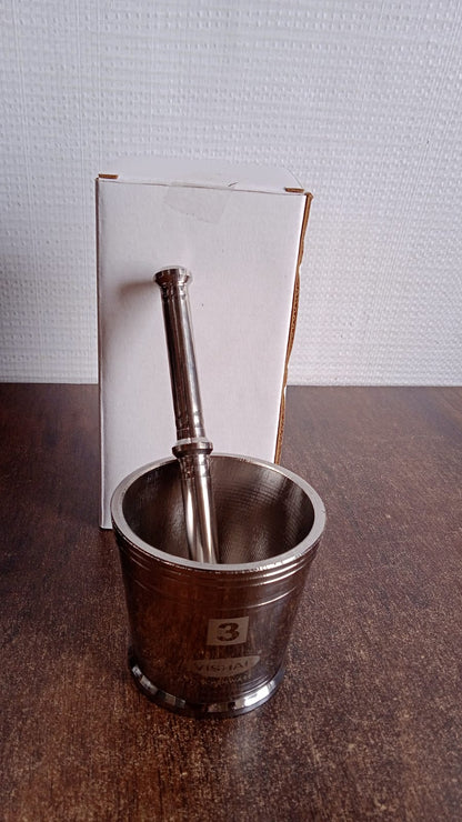 Wukusy heavy-duty stainless steel mortar and pestle set for kitchen, includes 2-piece Khalbatta set for grinding and preparing spices