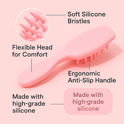 Wukusy silicone scalp massager and shampoo brush for gentle scalp cleansing and relaxation during hair washing.