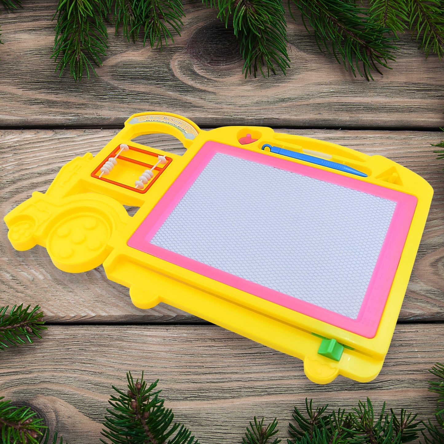 Wukusy bus shape drawing and writing slate board for kids, 32x21 cm, suitable for classroom and preschool art activities.