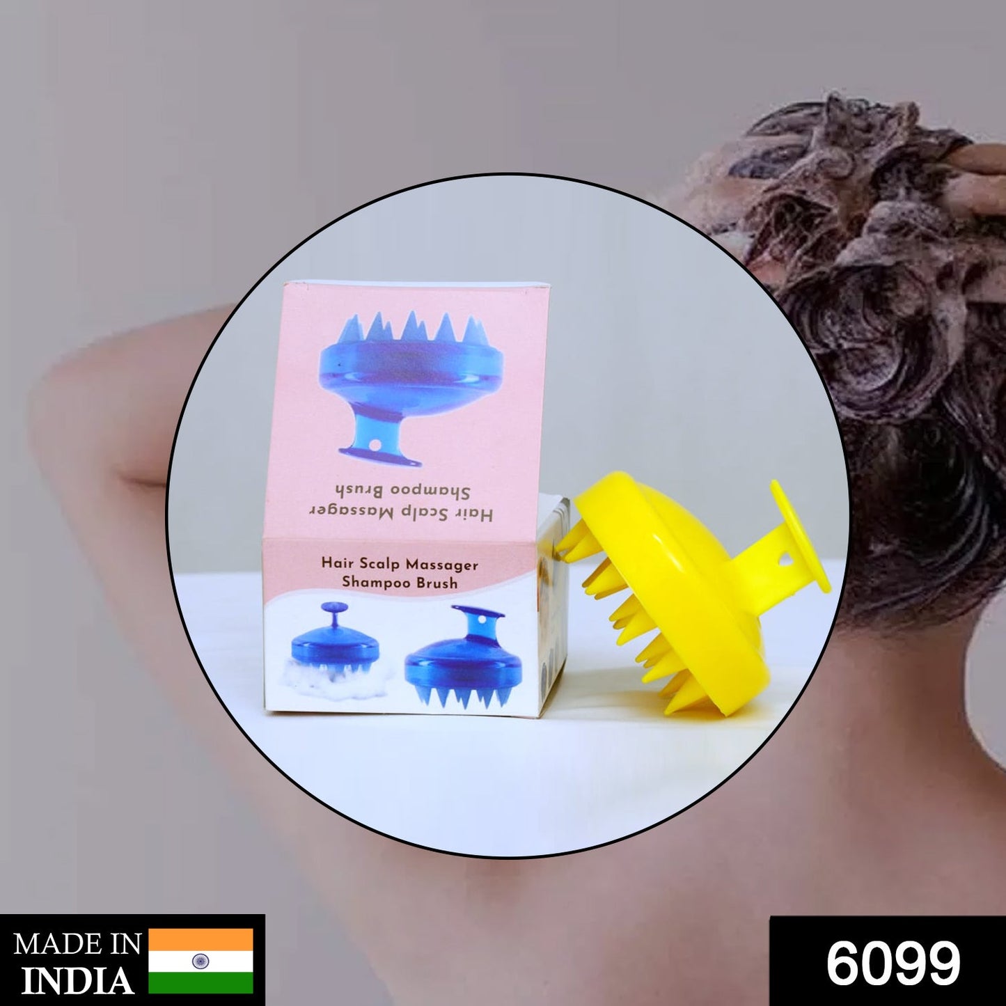 Wukusy 6099 Hair Scalp Adjustable Massager Shampoo Brush with soft bristles for deep scalp cleansing and hair care.