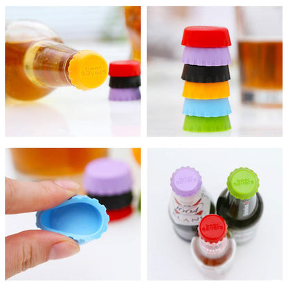 Wukusy 4789 Beer Savers Caps set of 6 used to cover bottle mouths on soda and cold drink bottles.
