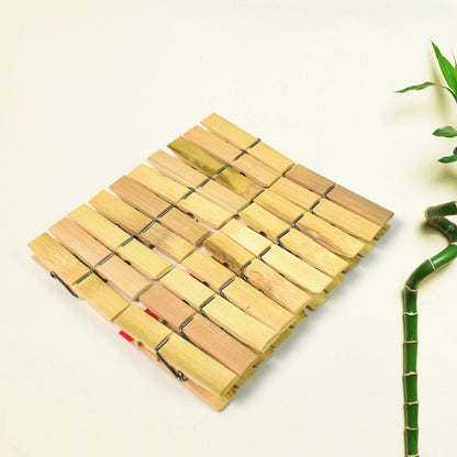 Set of 20 heavy duty bamboo wooden cloth clips or pegs by Wukusy, showing sturdy, natural bamboo construction and versatile laundry use.