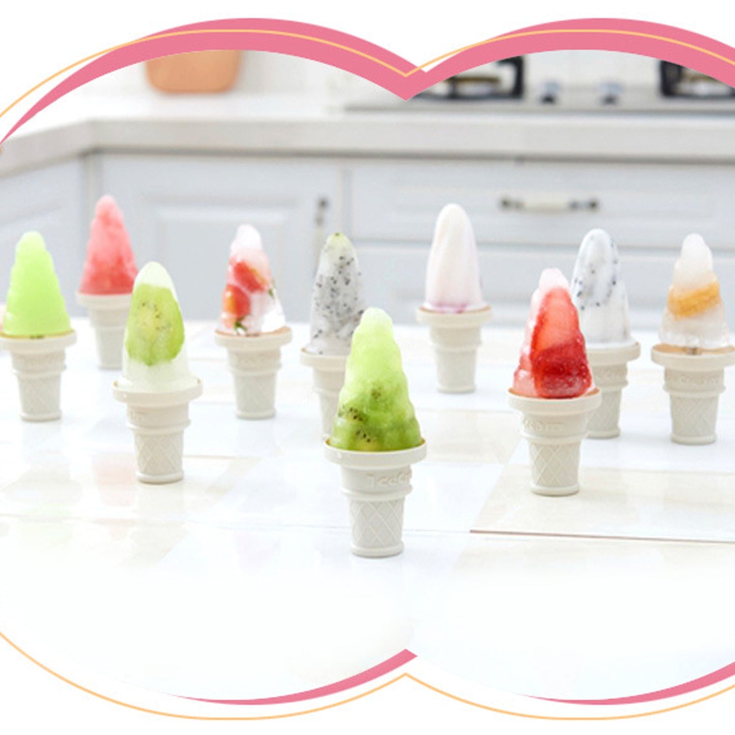 Wukusy 6-piece ice cream mold set for home and commercial use, perfect for making homemade ice creams in restaurants or parlors