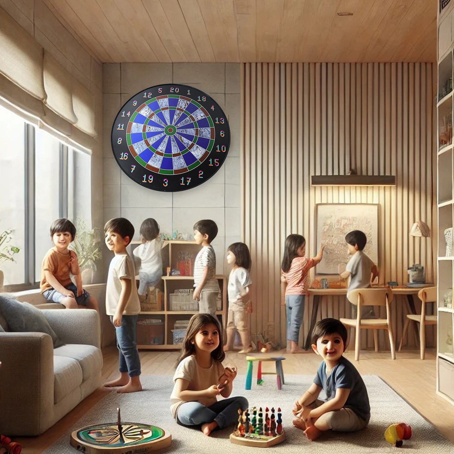 Wukusy magnetic dart board game set with six safe darts, suitable for kids and adults, featuring colorful target and design.