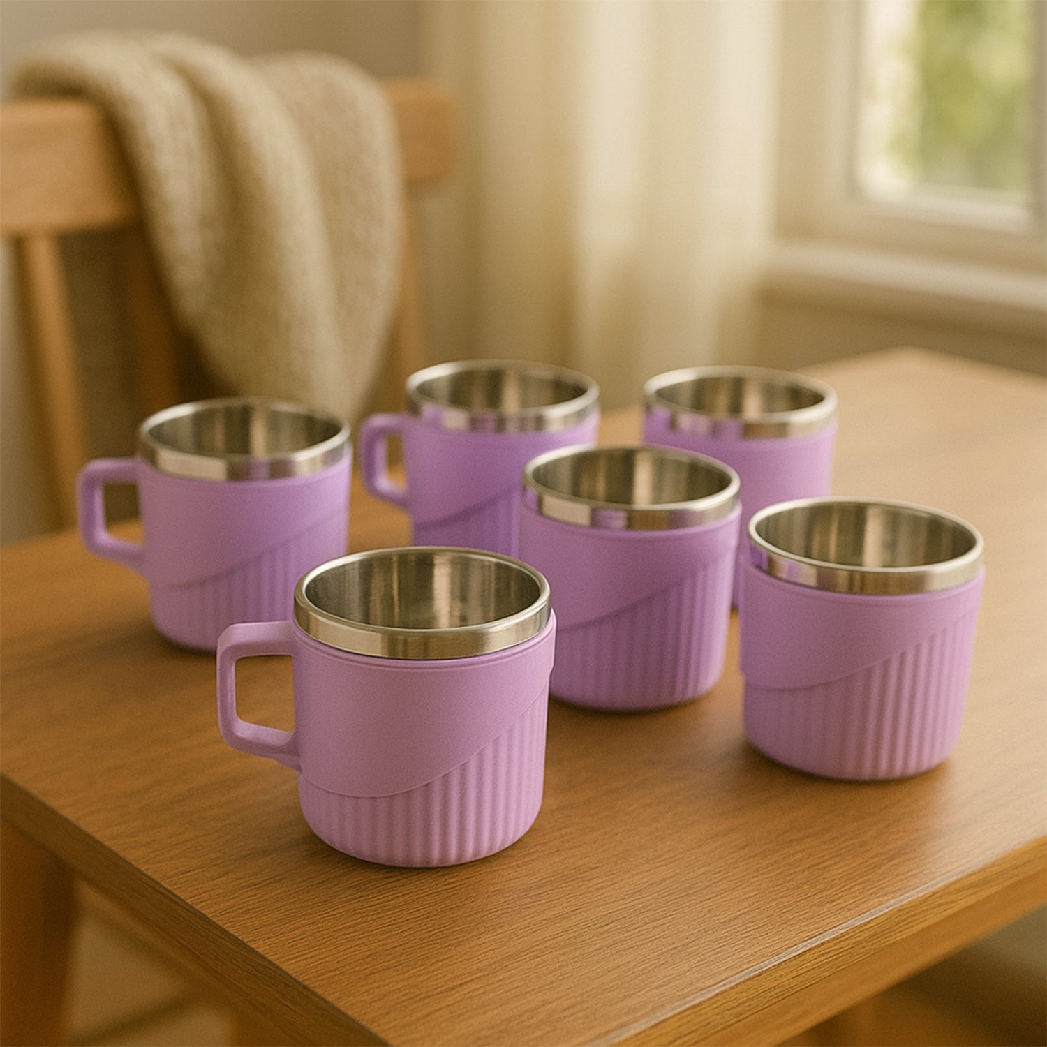 Set of six Wukusy Apex Sturdy Tea and Coffee Cups with a durable design, perfect for everyday use.