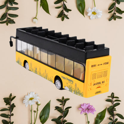 Wukusy die-cast alloy London double-decker sightseeing bus model with detailed exterior and bright red color.