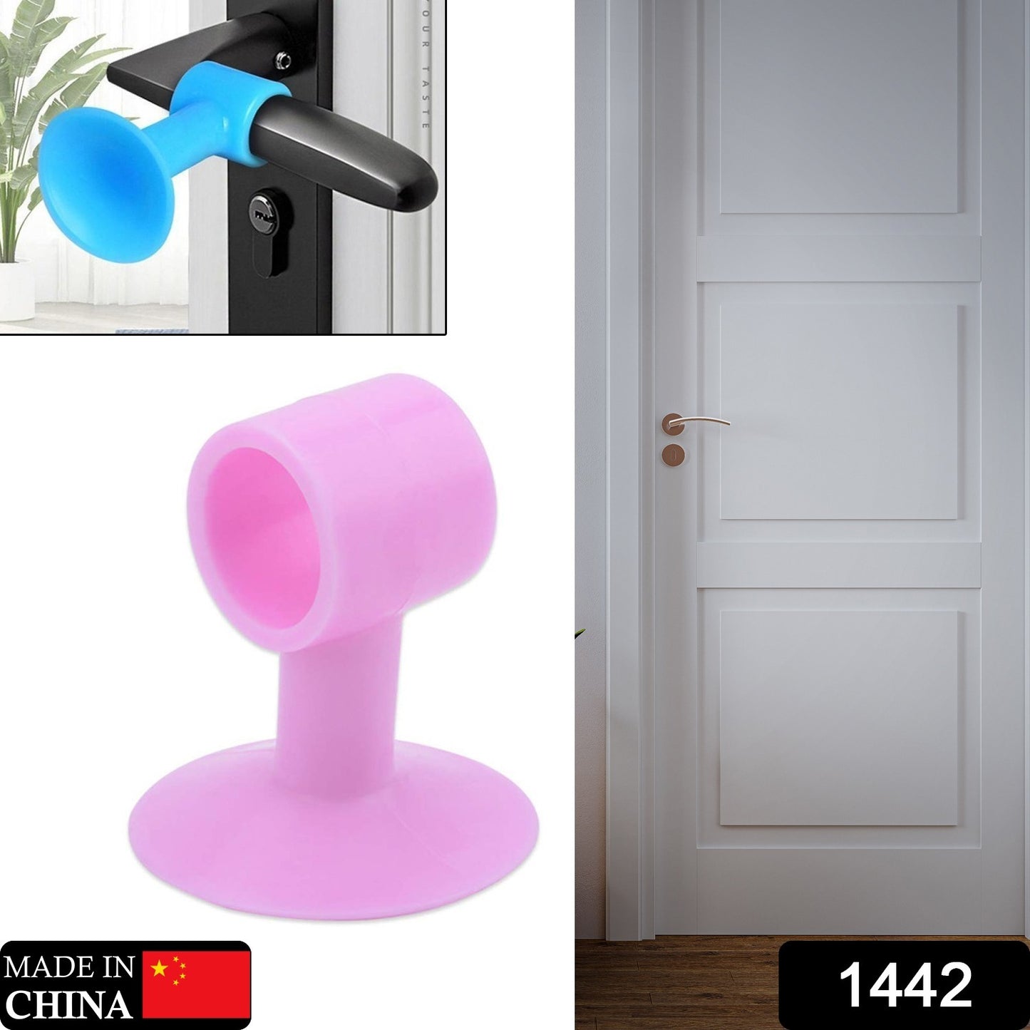 Wukusy 1442 Mini Silicone Door Stopper and Crash Pad for door handles, anti-collision home decor accessory, black color