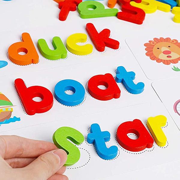 Wukusy 1924 Magnetic Letters Toy set for learning spelling, featuring colorful magnetic alphabet letters on a white background.