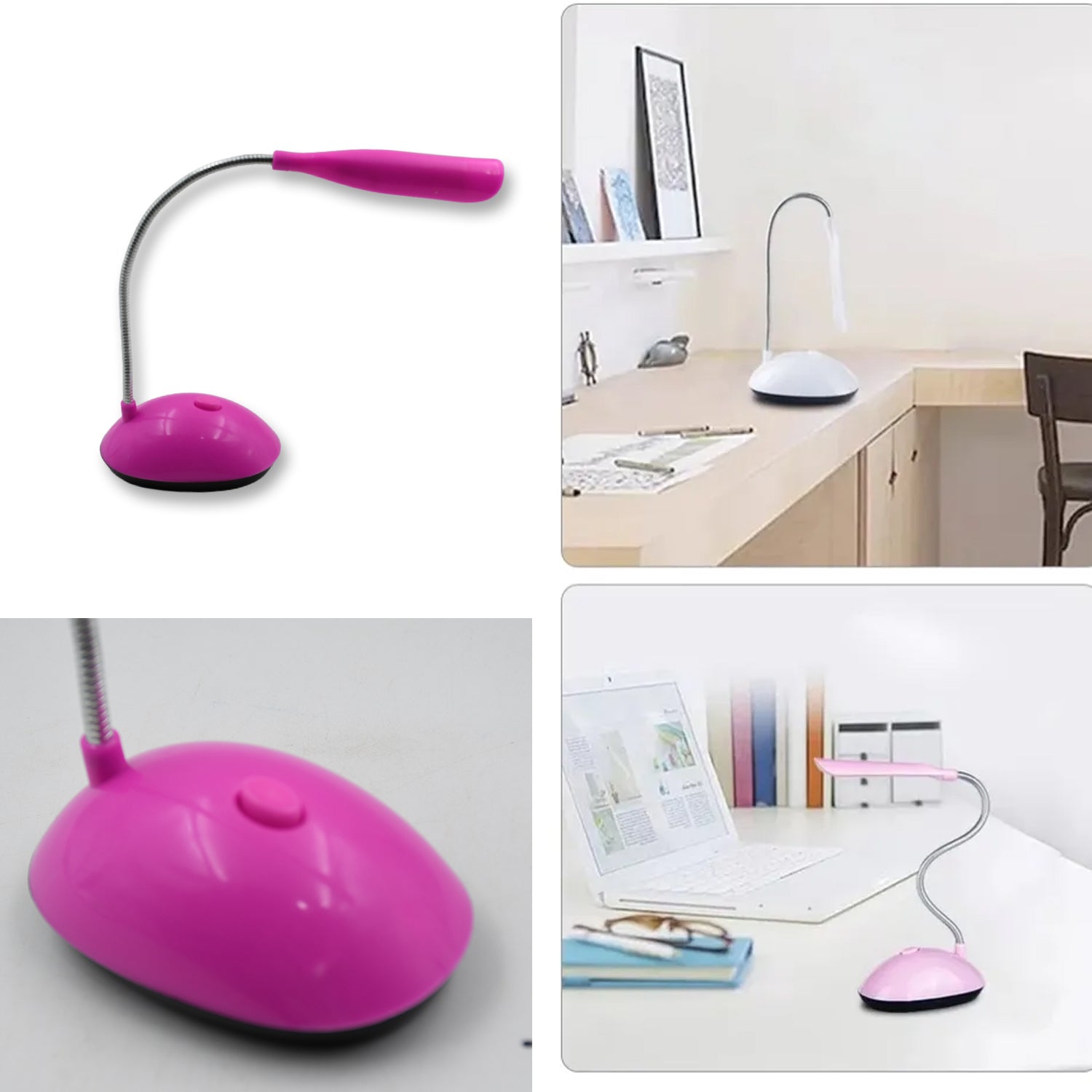 Wukusy portable LED desk lamp with flexible neck, button control, eye-care lighting for reading, relaxation, and bedtime use
