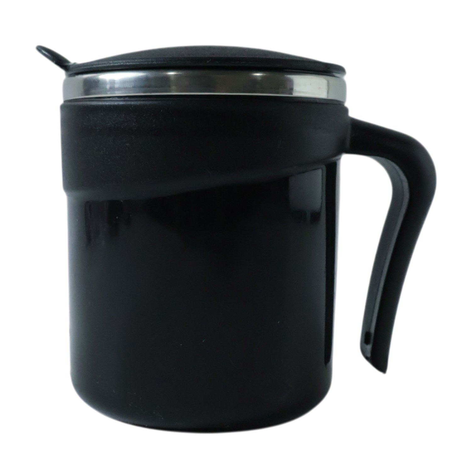 Wukusy Prexo Modern Insulated Dolphin Mug with lid, 200ml black and blue ceramic cup featuring a dolphin design.