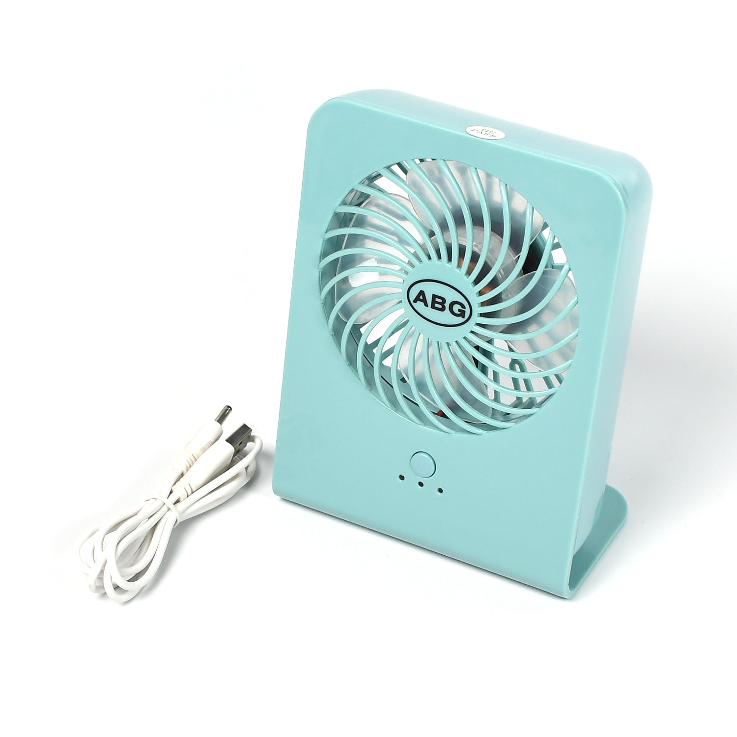 Wukusy 4810 portable desk fan with three-speed settings, compact design for office, school, or home use, battery not included.