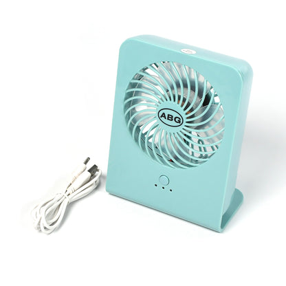 Wukusy 4810 portable desk fan with three-speed settings, compact design for office, school, or home use, battery not included.
