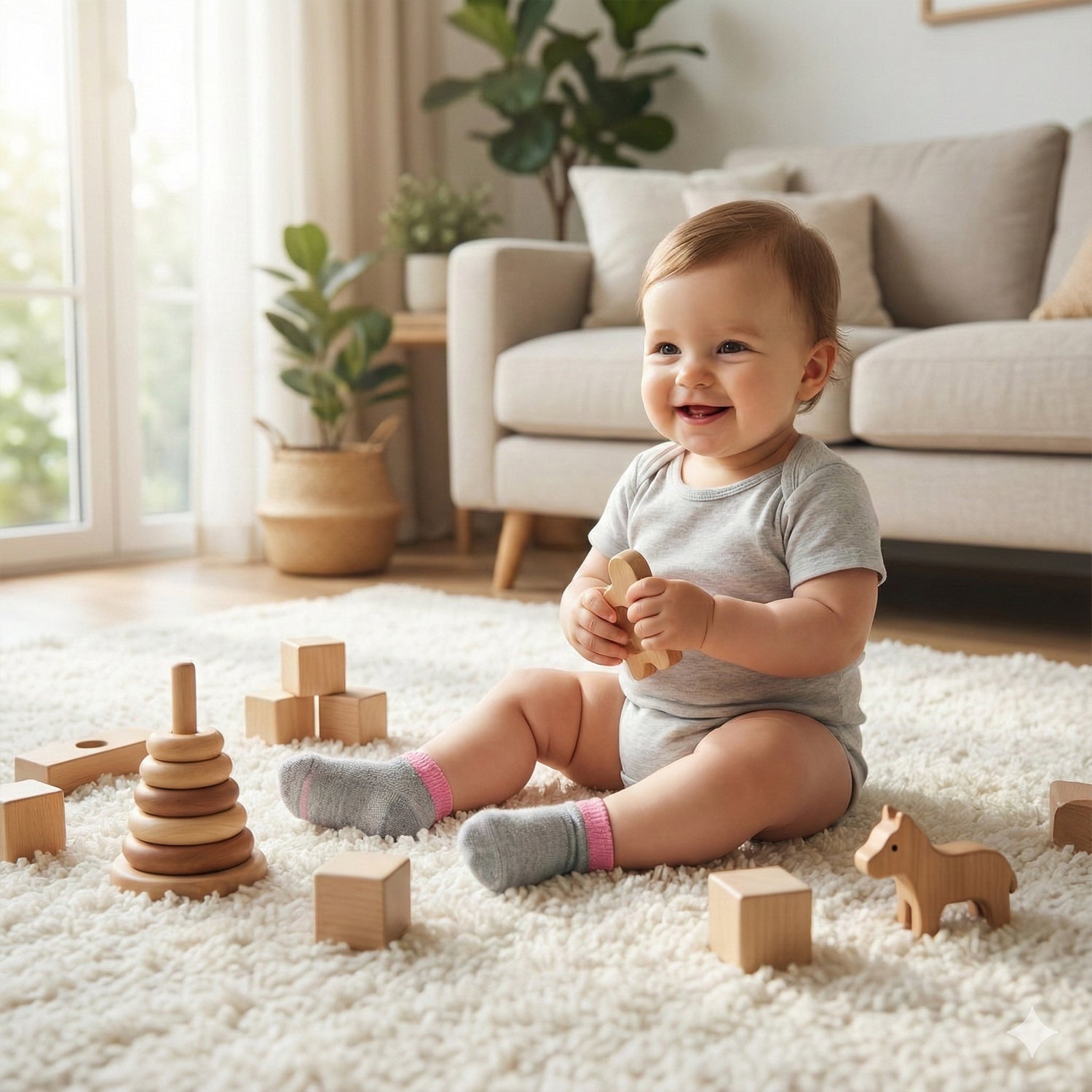 Pair of small kids' soft light socks by Wukusy, featuring a comfortable, gentle fabric ideal for children's health and comfort.
