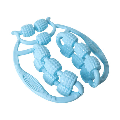 Wukusy Double Massage Relax Roller, a black handheld foam roller with textured surface for muscle relief and relaxation.