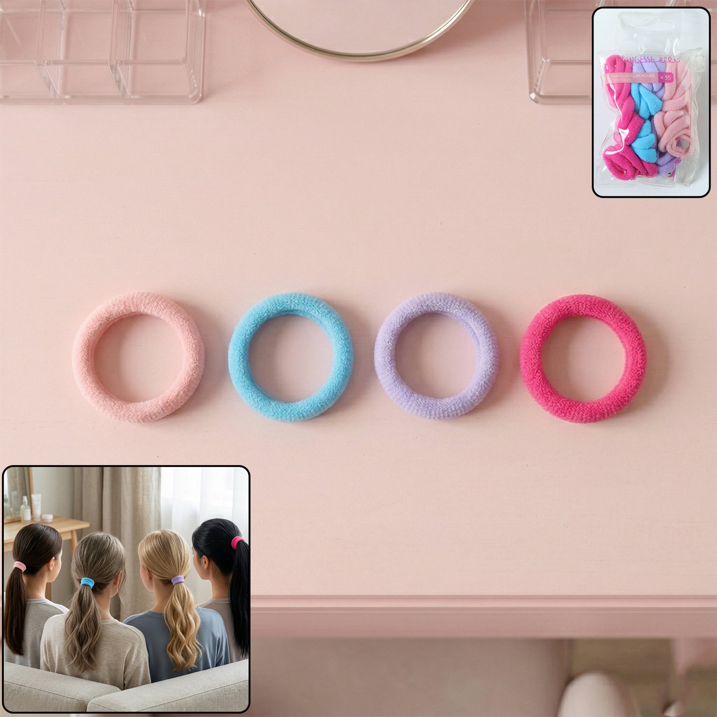 Set of 35 Wukusy soft elastic hair bands, stretchable and gentle on hair, no damage, ideal for everyday styling.