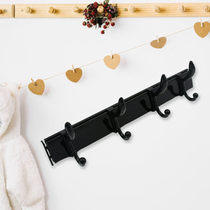 Wukusy 7570 cloth hanger wall door hooks rail with six hooks for hanging clothes, jackets, hats, mounted on wall with eco-friendly adhesive