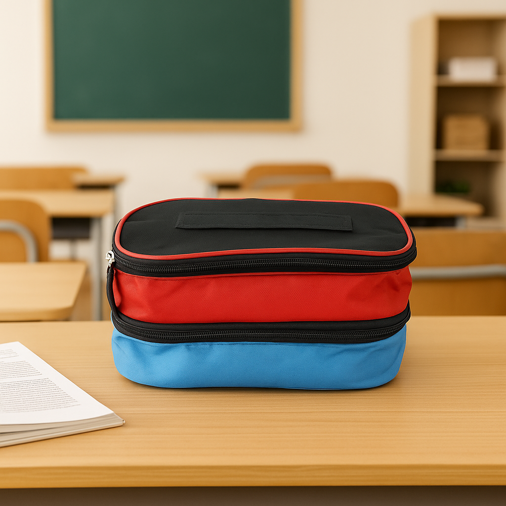 Wukusy insulated lunch box bag for office use, premium quality with a sleek design, suitable for carrying meals and snacks.