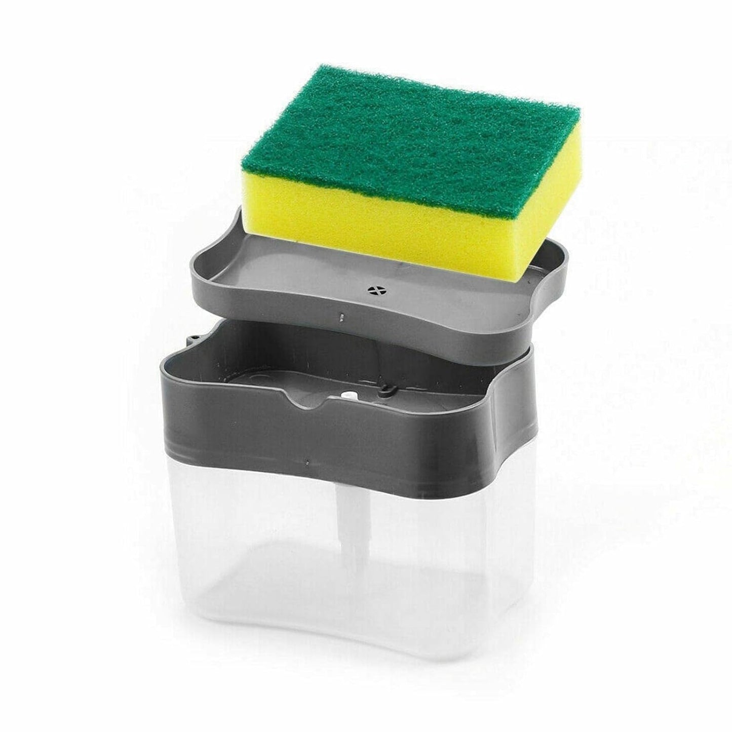 Wukusy 2-in-1 soap dispenser for dishwasher liquid with pump, plastic holder for efficient liquid dispensing in home improvement kitchen.