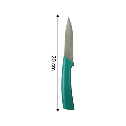 Set of three Wukusy multipurpose kitchen fruit and vegetable cutting knives with sharp blades and ergonomic handles.