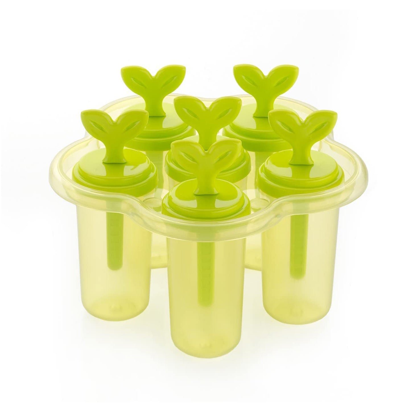 Wukusy 4825A 6-cavity ice candy maker with colorful ice candies ready for making homemade ice treats.