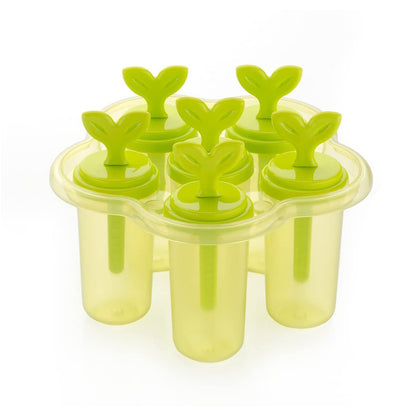 Wukusy 4825A 6-cavity ice candy maker with colorful ice candies ready for making homemade ice treats.