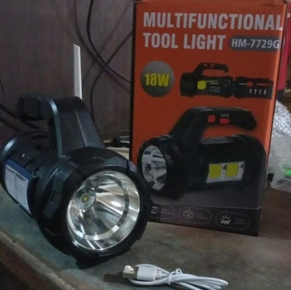 Wukusy multi-functional SOS light with tool box and 18W torchlight, portable home improvement tool for emergency and repair use.