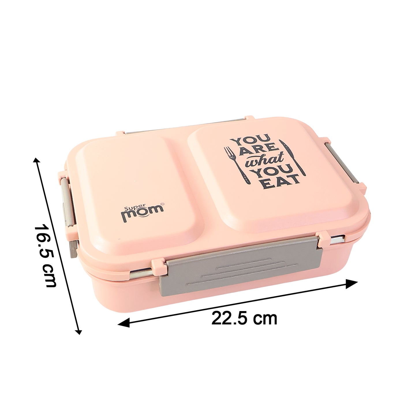 Wukusy Supermom 2 Partition Stainless Steel Lunch Box for home and kitchen, with two compartments for food storage.