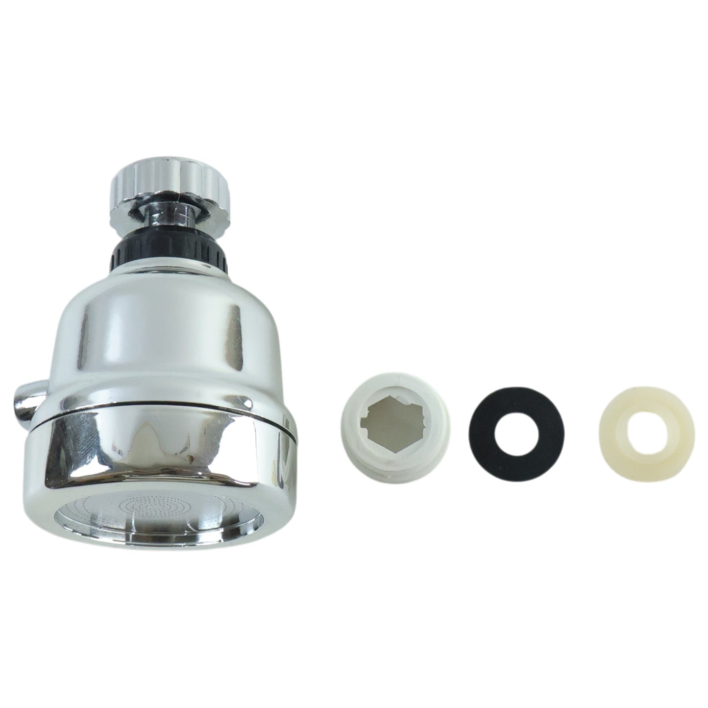 Wukusy 360 rotating kitchen faucet sprayer head with single-piece design, showcasing the adjustable spray nozzle and sleek finish.