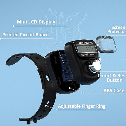 Small digital finger tally counter by Wukusy, sports device for counting repetitions or scores with a compact design.