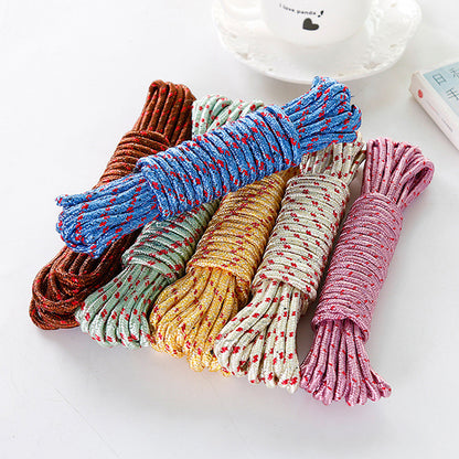 Wukusy 10-meter heavy-duty nylon laundry clothesline rope for outdoor camping or indoor use, sturdy and portable for drying or crafts.