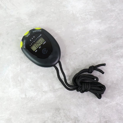 Wukusy digital sports stopwatch timer with split timing display, showing buttons and screen for precise timing during sports activities.
