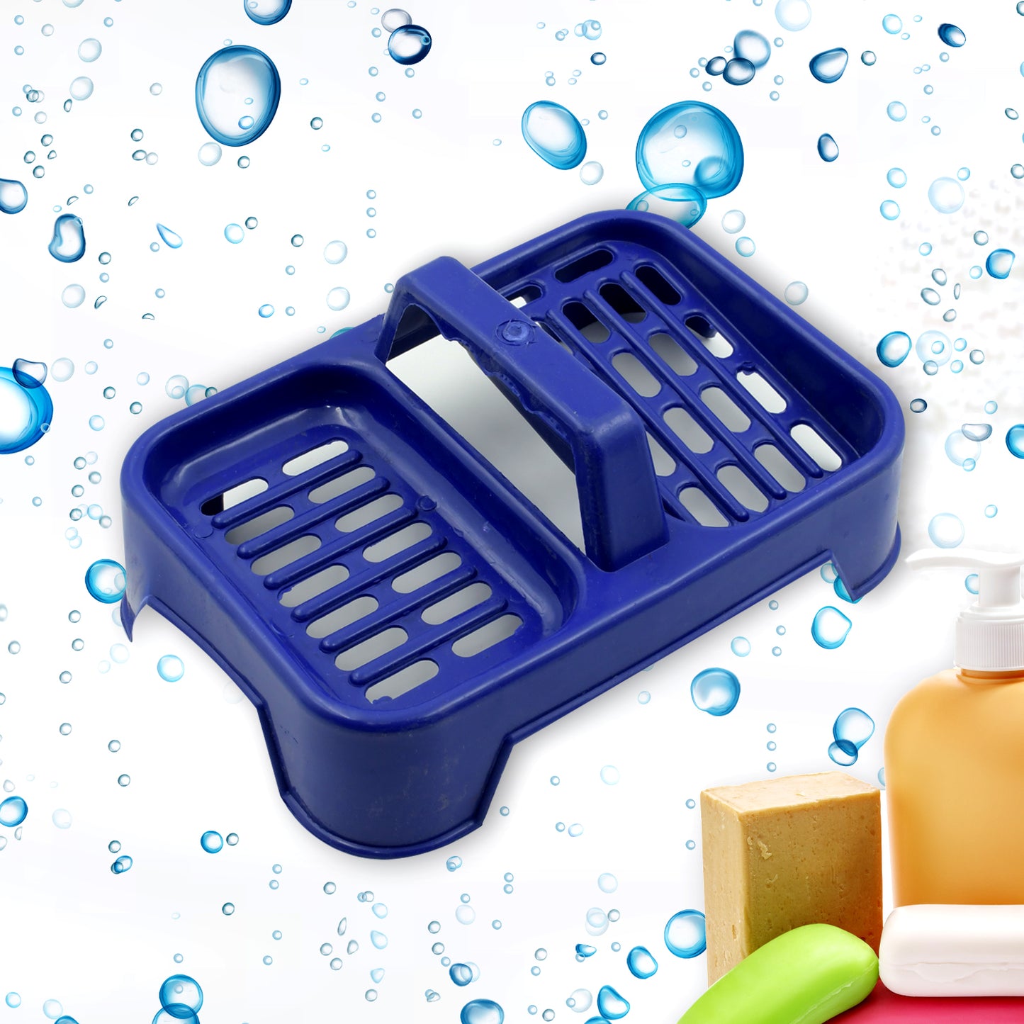 Multicolor 2-in-1 plastic soap case and dish by Wukusy with two sections, perfect for bathroom or kitchen sink use.