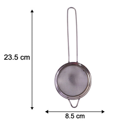 Wukusy stainless steel tea strainer with fine mesh and long handle for kitchen use, perfect for filtering loose leaf tea.