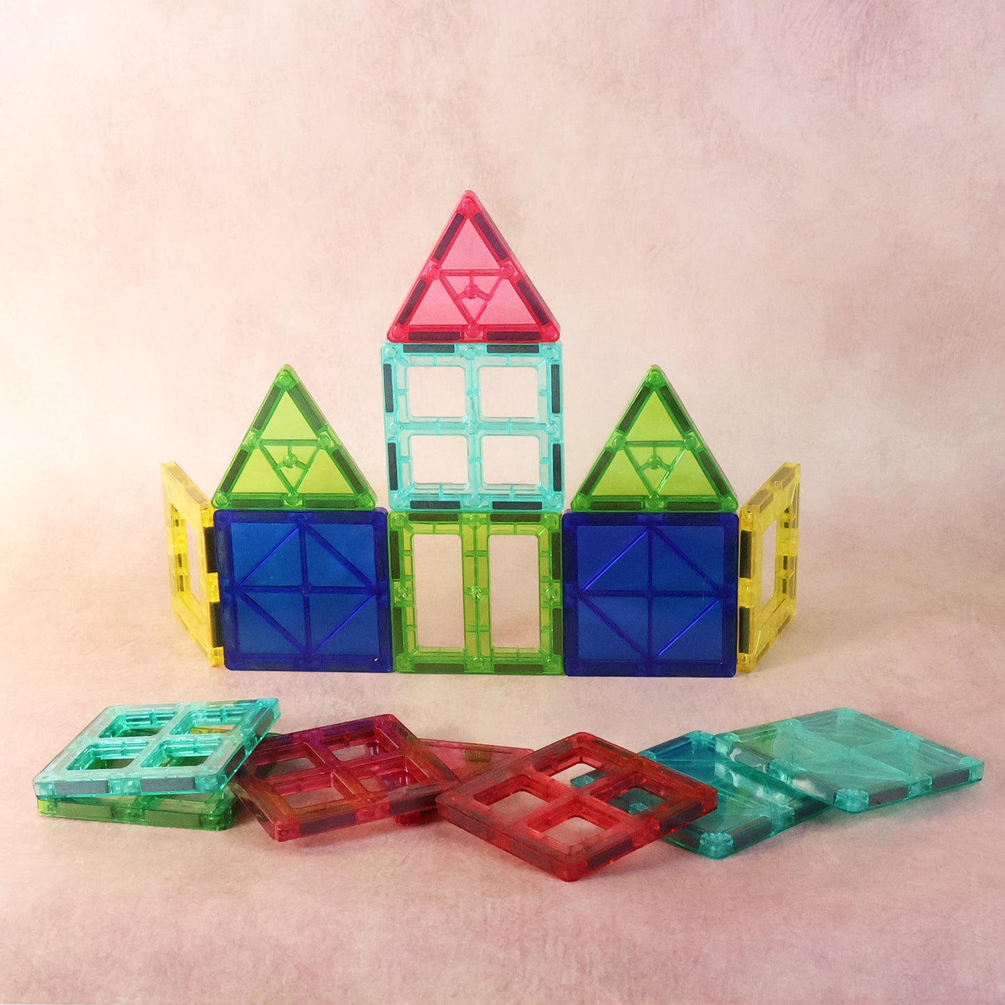 Wukusy magnetic building tiles construction toy set with 16 colorful plastic tiles for creative building and play.