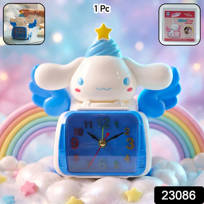 Cute cartoon bunny angel car-style table alarm clock by Wukusy, featuring a playful bunny design with a digital display.