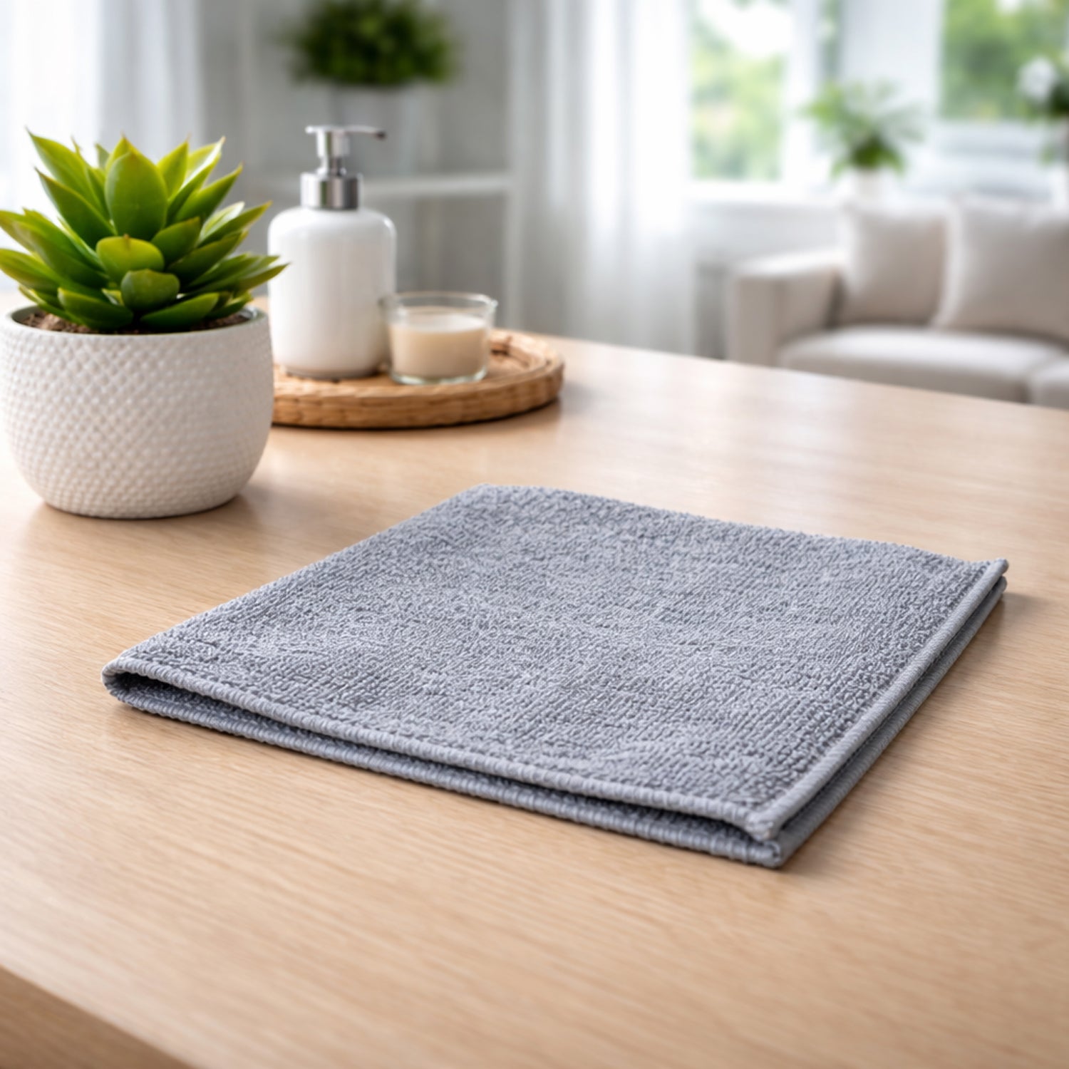 Reusable microfiber cleaning cloth by Wukusy, 29x29 cm, showing soft, absorbent fabric ideal for versatile cleaning tasks.